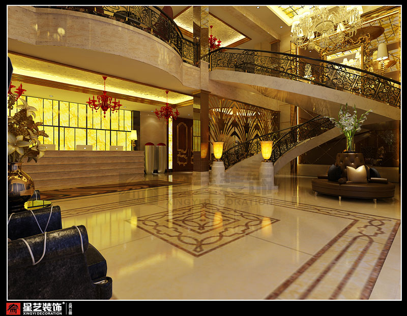 正菱酒店KTV大堂角度设计效果图第一张