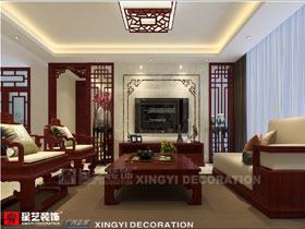 水悦龙湾140平中式风格客厅设计效果