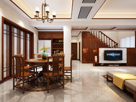 翡翠园280平中式风格客厅装修设计效果图